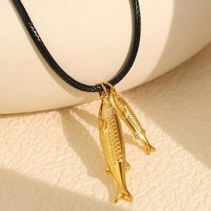 New! Gold Sardine and Baby Necklace (3033) NWOT